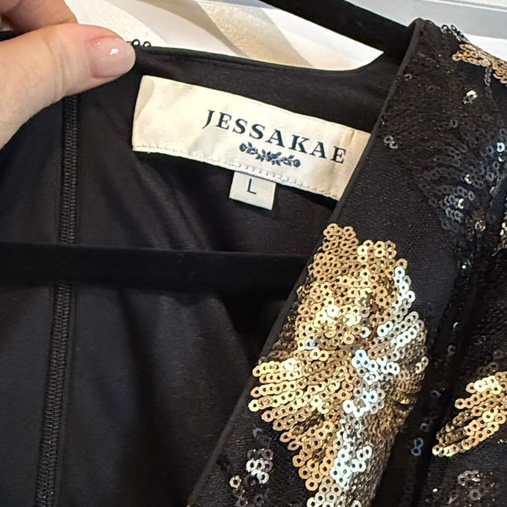 Jessakae - Bette Black & Gold Sequin Midi Dress - Picture 5 of 5